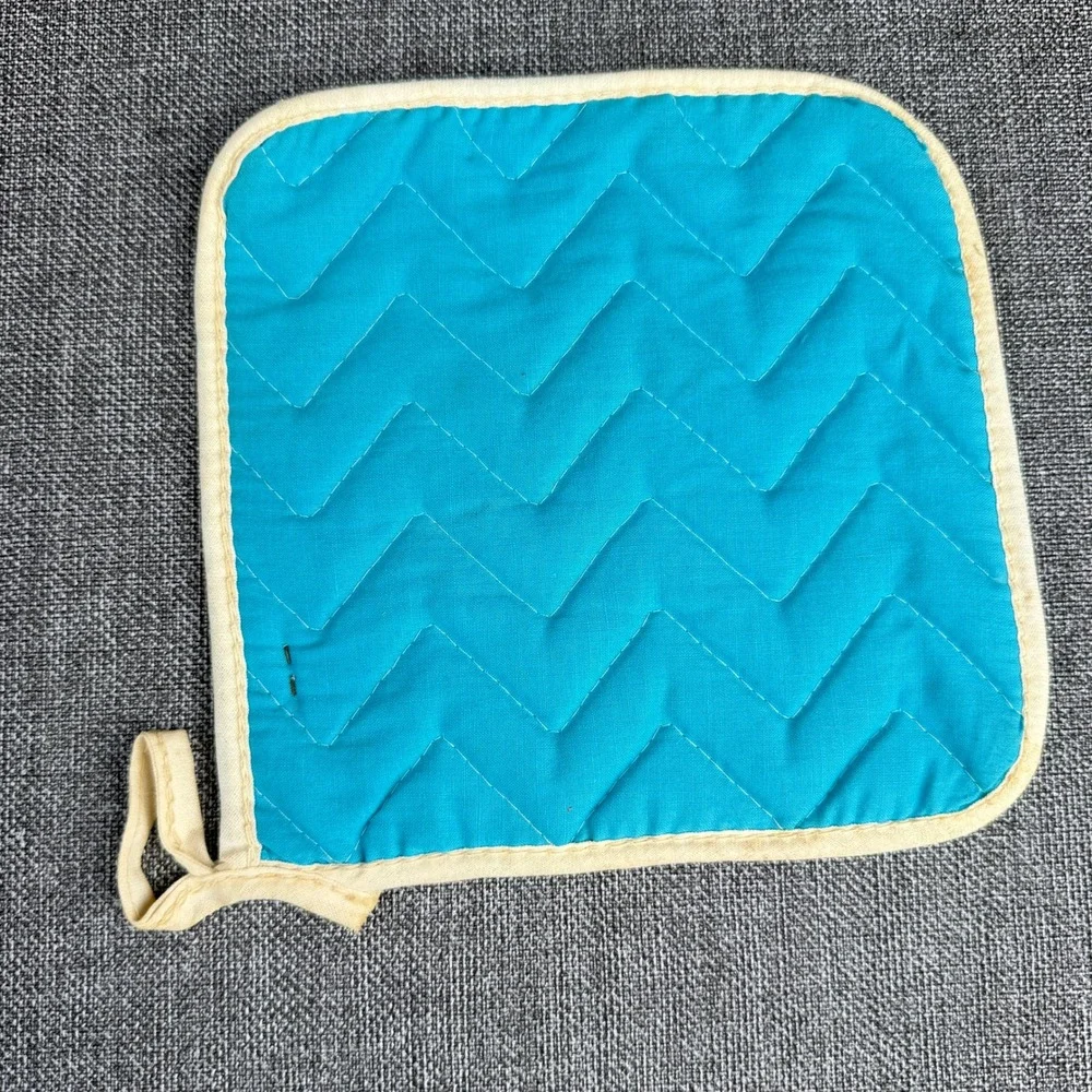 Magla Vintage Oven Mitt Pot Holder Set Blue Polka Dot No 1240 1220 New W Tags